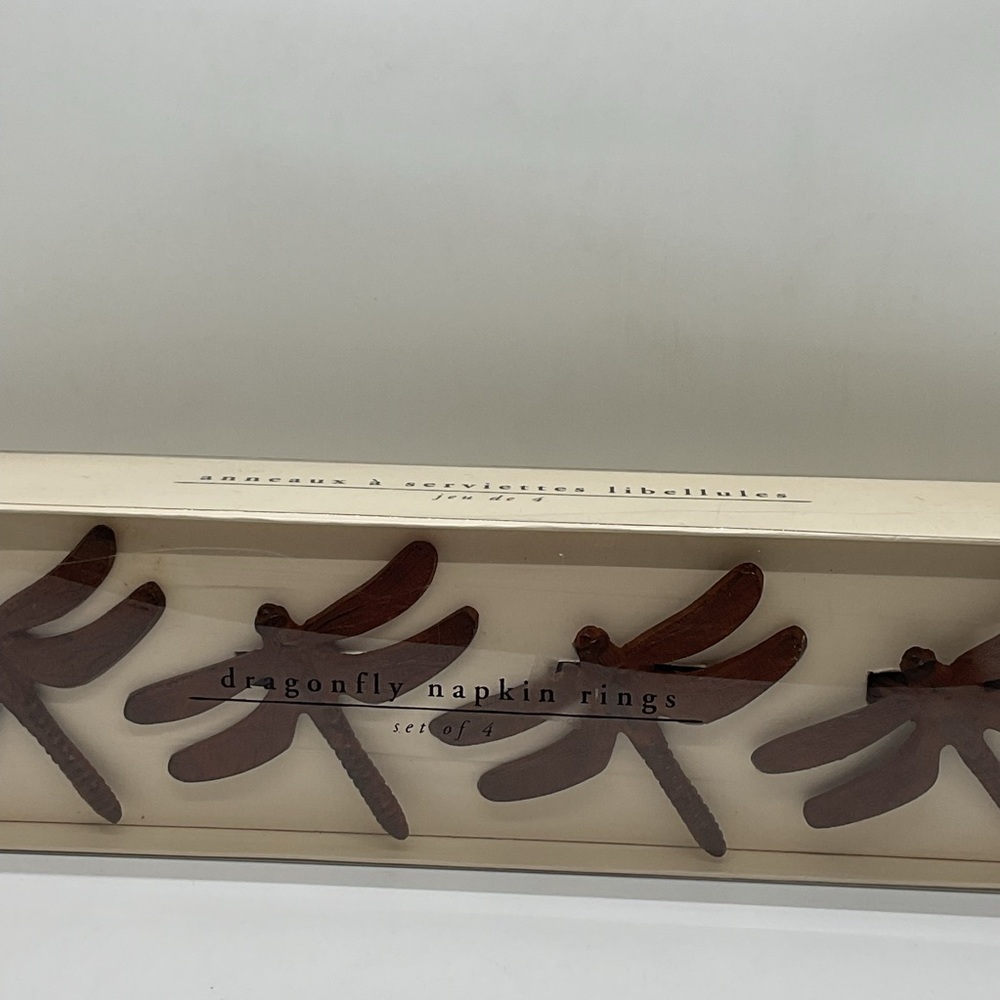 Pier 1 Brown Dragonfly Napkin Rings Set of 4